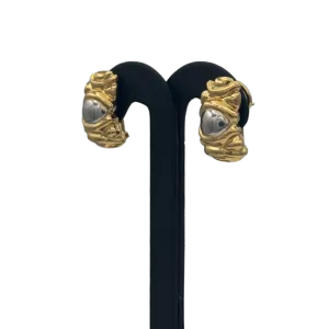 Vintage 18k Two-Tone Solid Gold Shrimp Style Earrings