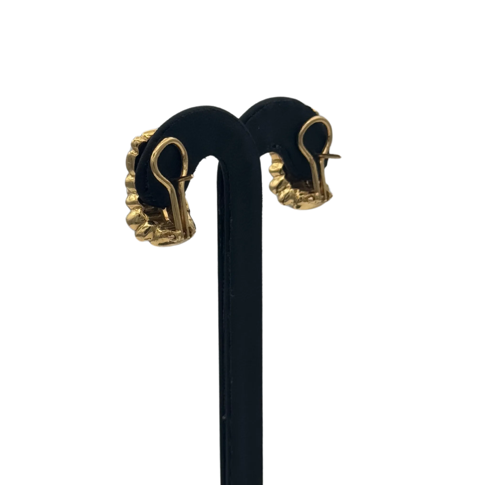 Vintage 18k Two-Tone Solid Gold Shrimp Style Earrings