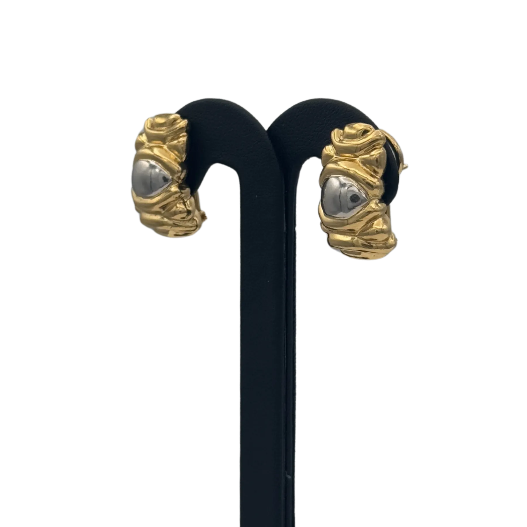 Vintage 18k Two-Tone Solid Gold Shrimp Style Earrings