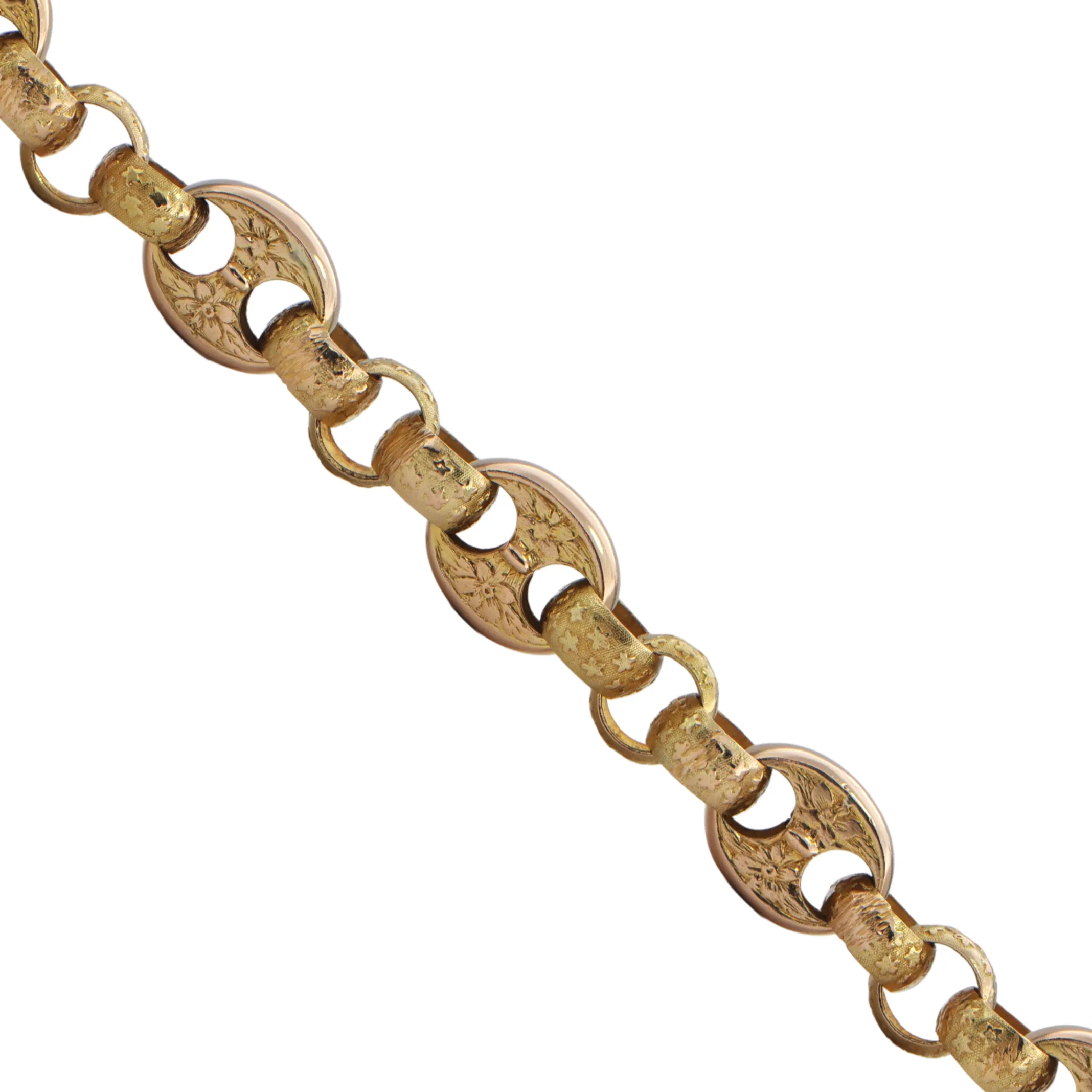 Vintage 18K Two-Toned Round and Mariner Link Bracelet