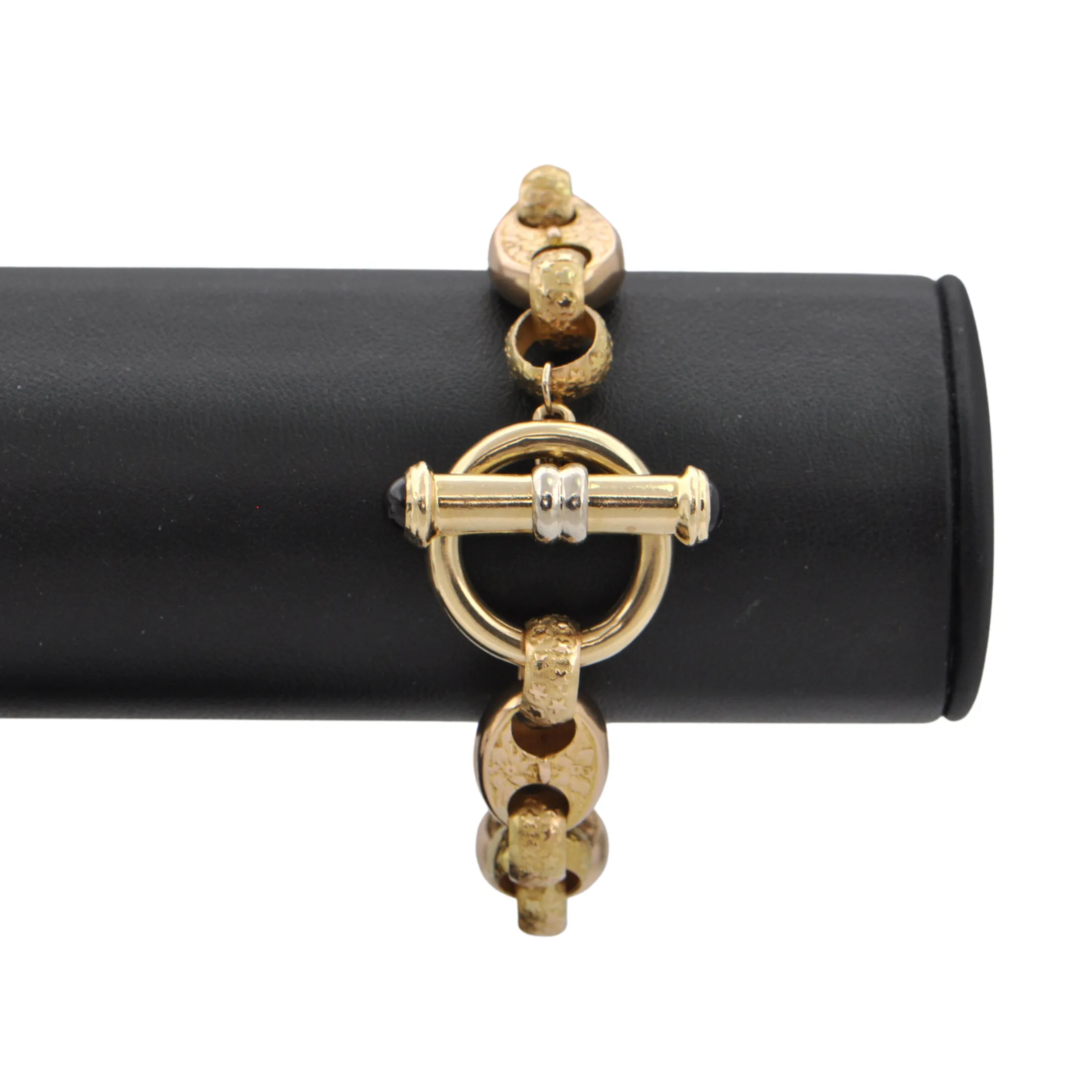 Vintage 18K Two-Toned Round and Mariner Link Bracelet