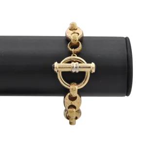 Vintage 18K Two-Toned Round and Mariner Link Bracelet