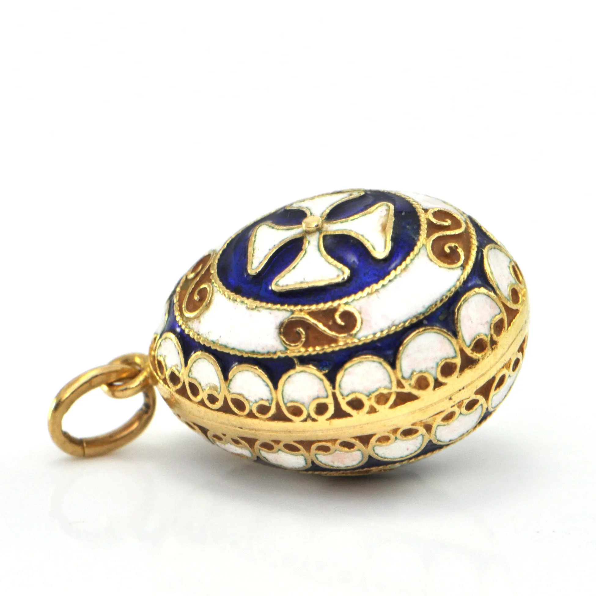 Vintage 18K Yellow Gold and Enamel Egg Charm