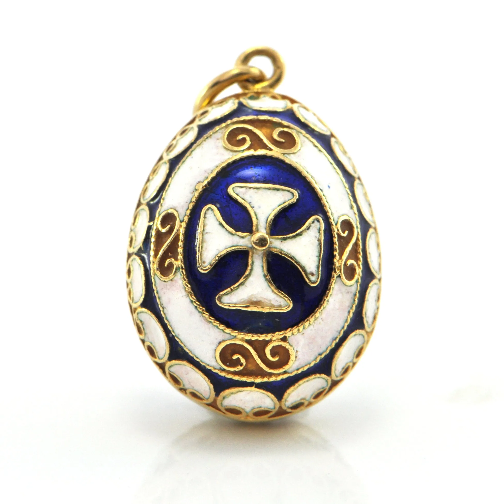 Vintage 18K Yellow Gold and Enamel Egg Charm