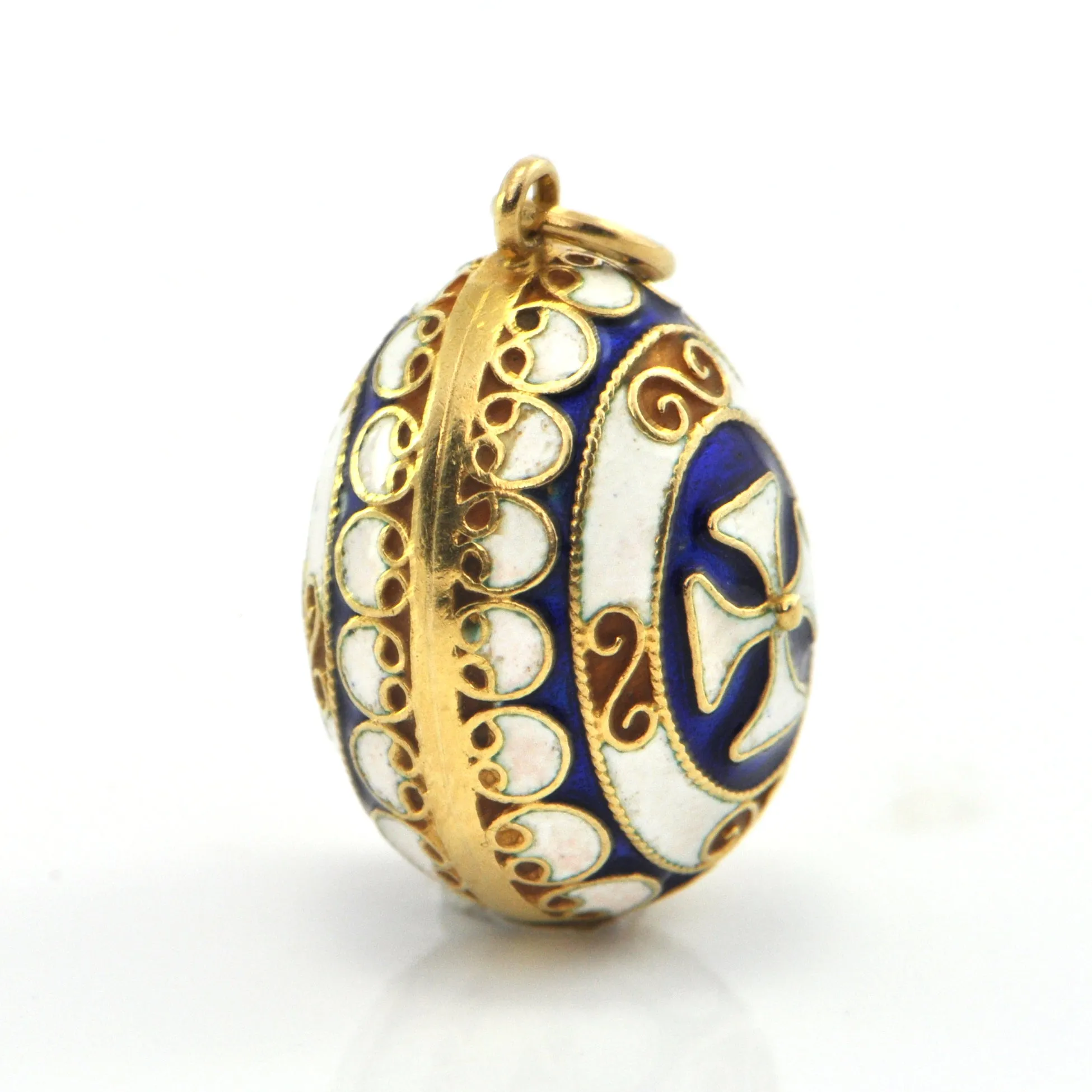 Vintage 18K Yellow Gold and Enamel Egg Charm