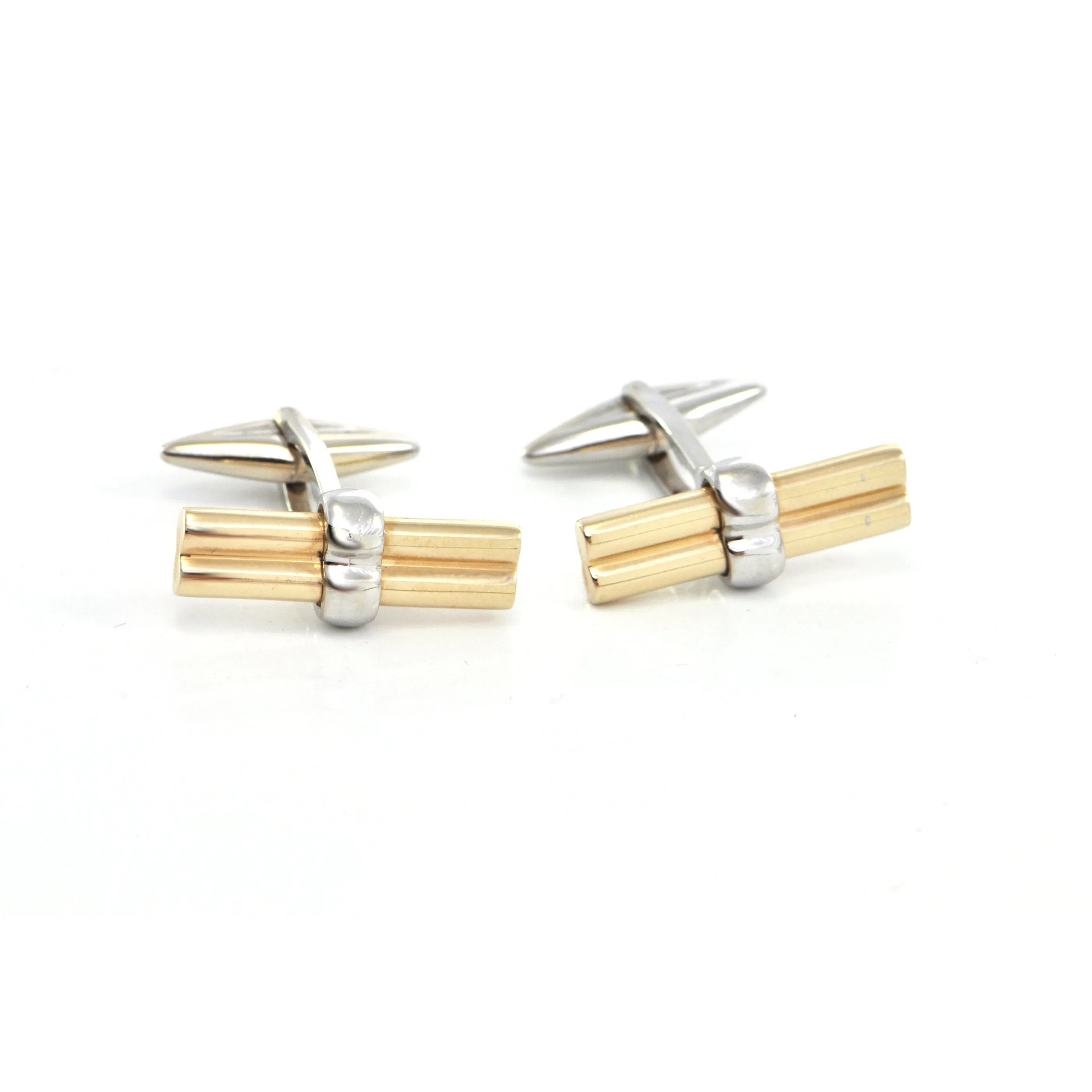 Vintage Italian 14K Yellow and White Gold Cufflinks