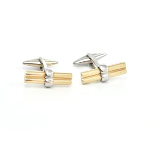 Vintage Italian 14K Yellow and White Gold Cufflinks