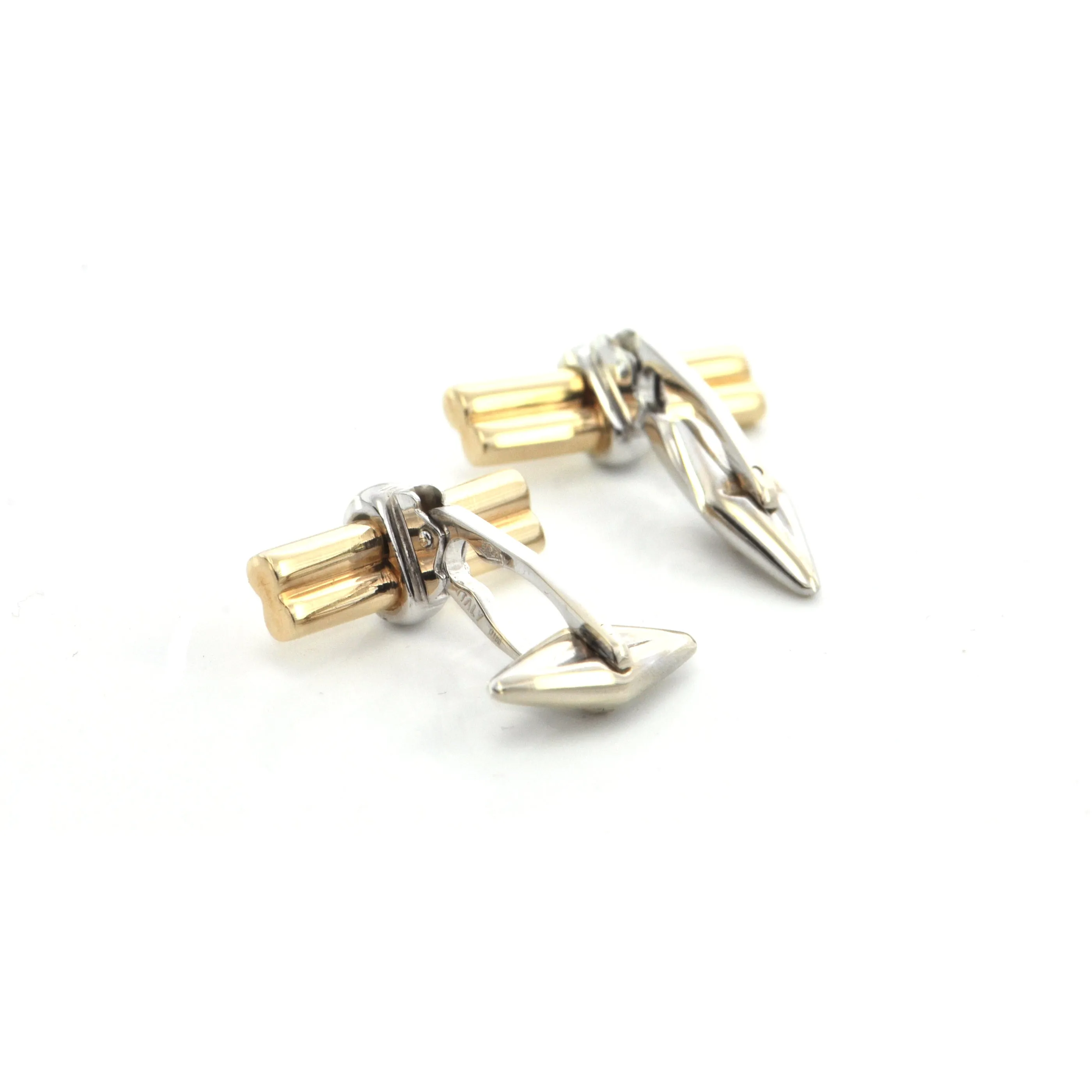 Vintage Italian 14K Yellow and White Gold Cufflinks