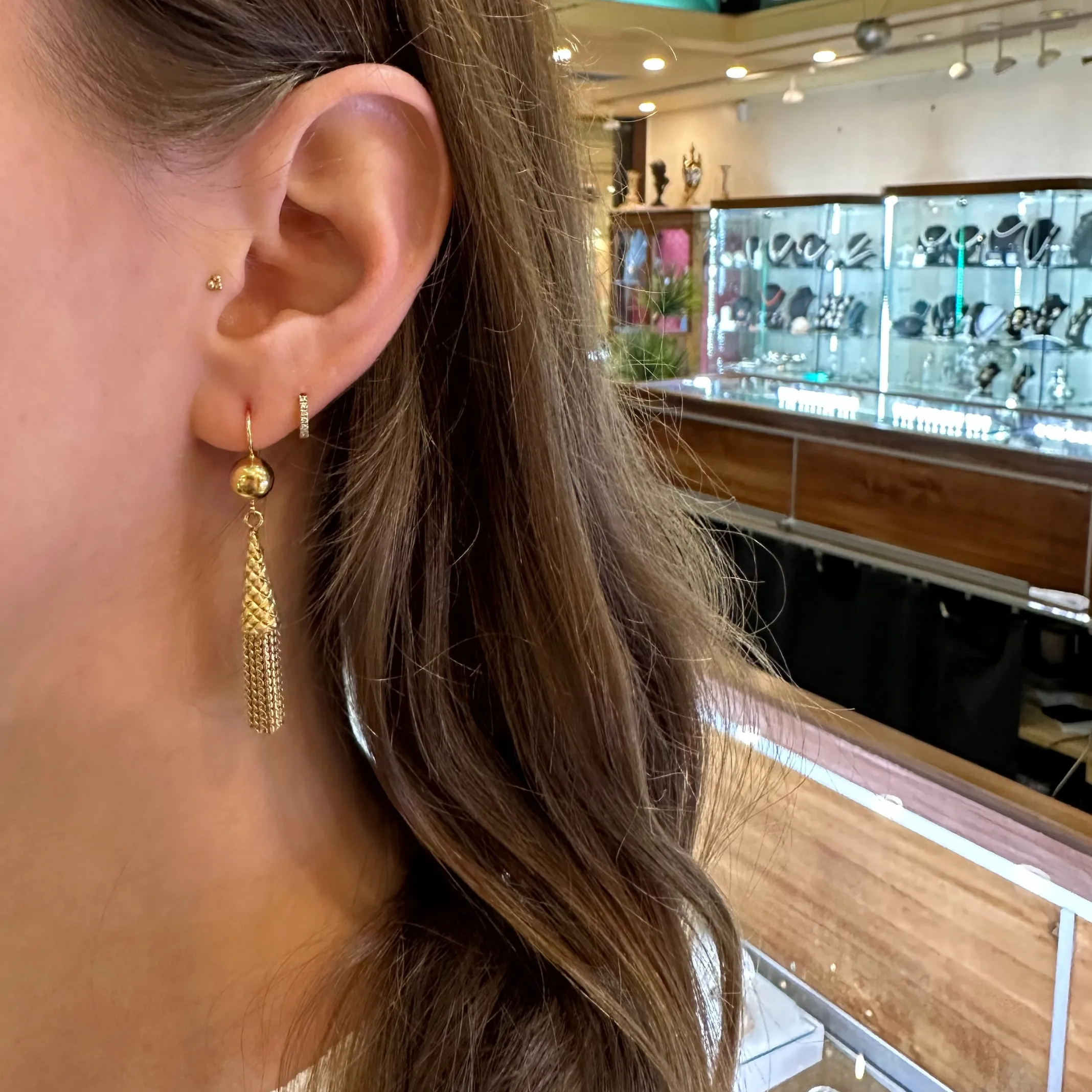 Vintage Italian 18k Gold Drop Tassel Earrings