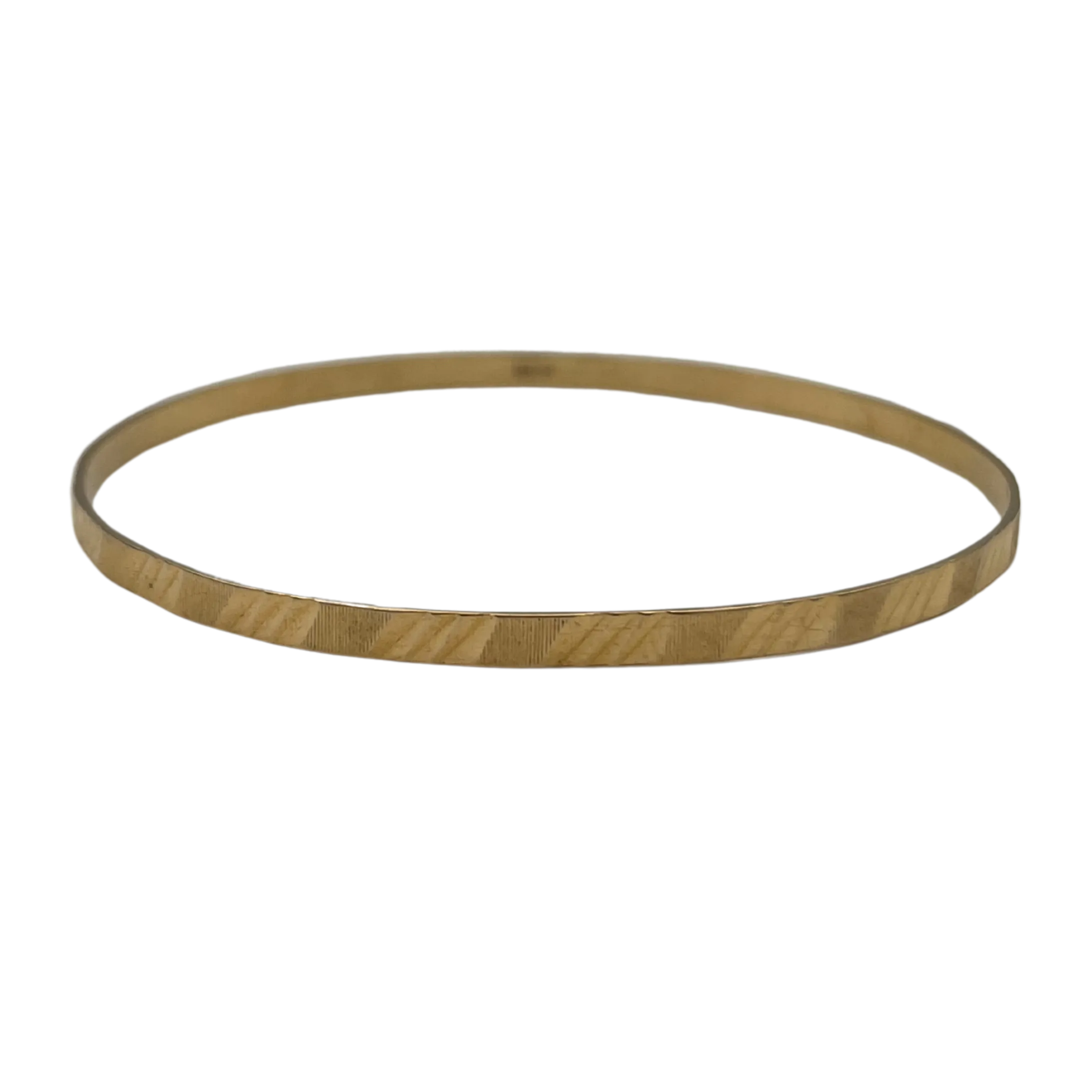 Vintage Italian 18k yellow gold flat bangle with hashmark motif (3.2mm wide)