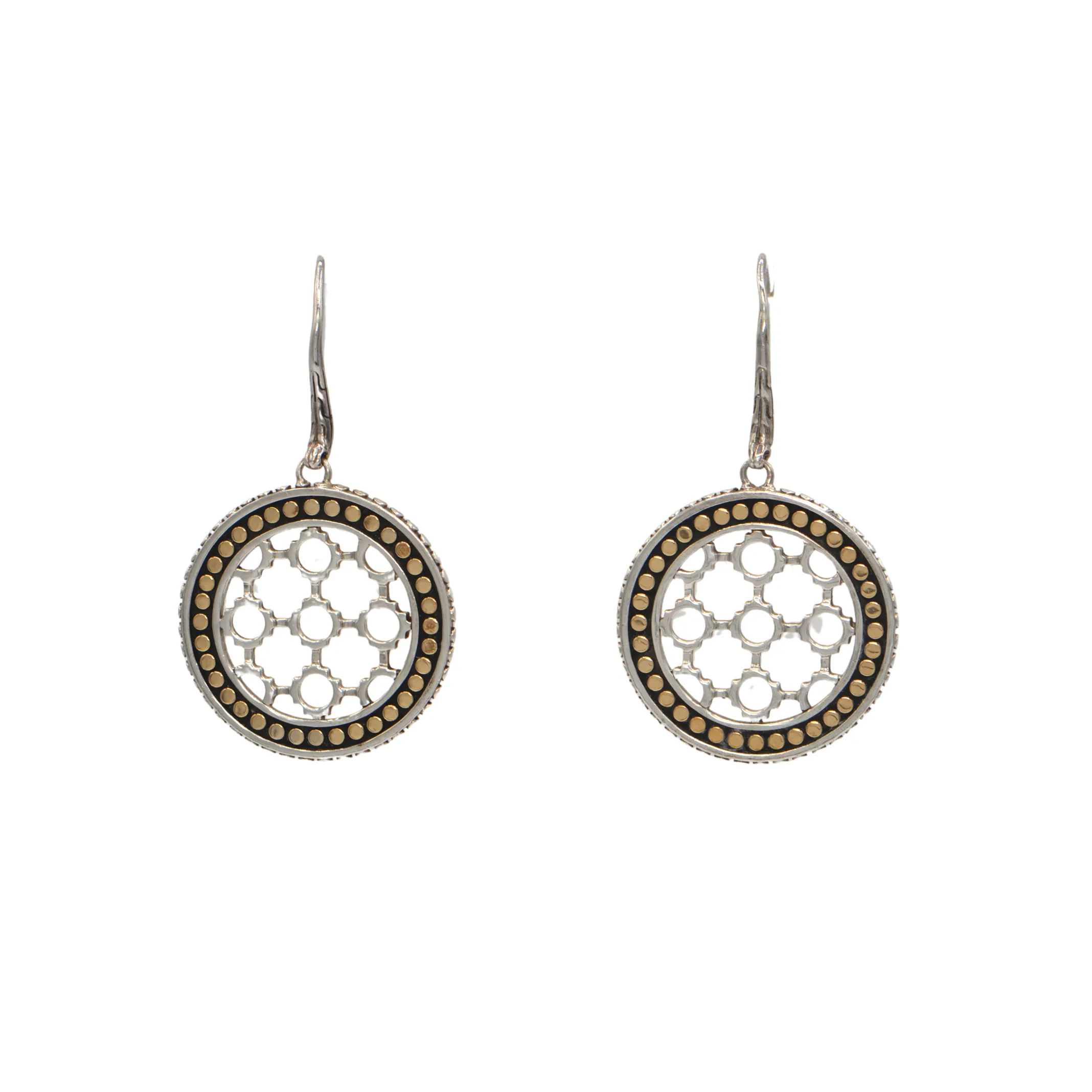 Vintage John Hardy Dot Collection Sterling/18k Gold Drop Earrings