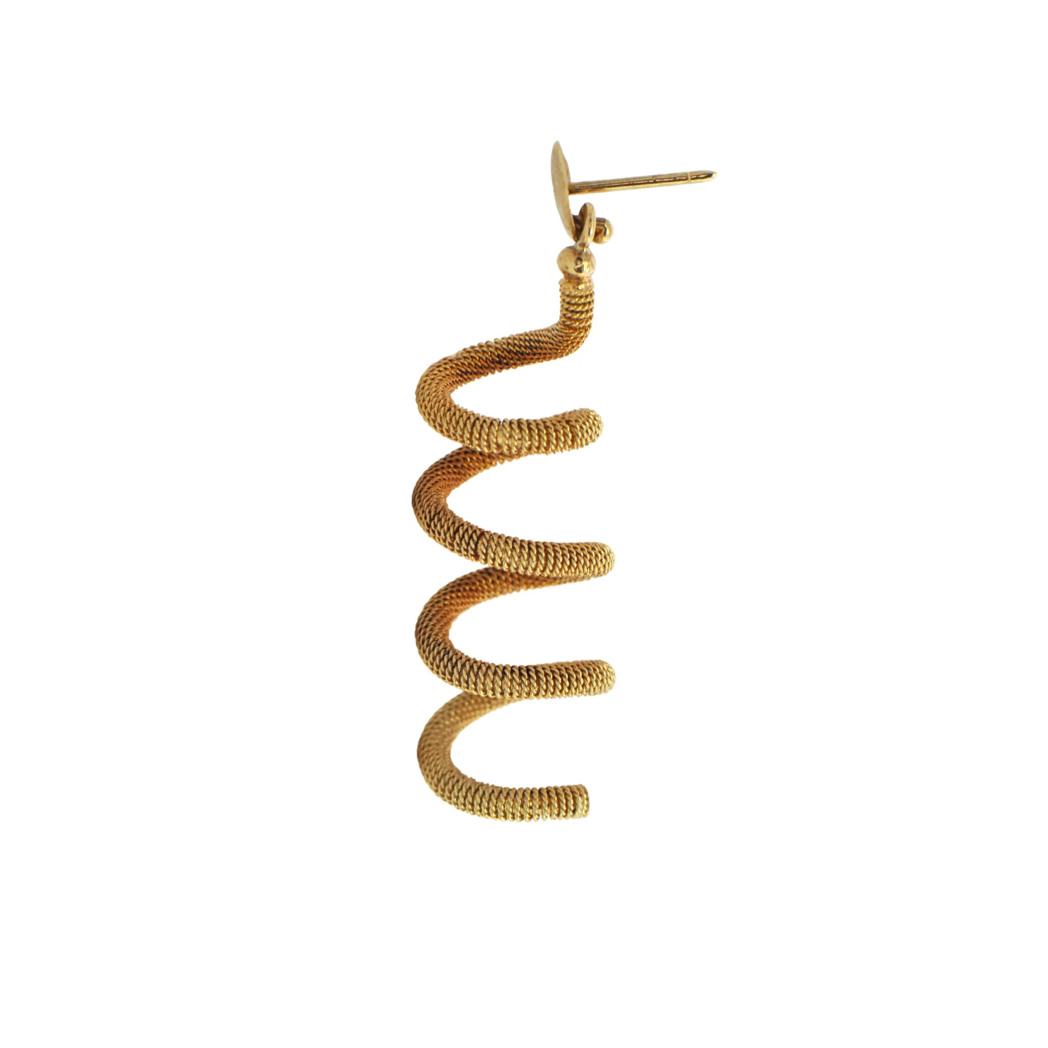 Vintage Snake 18K Gold Spiral Drop Earring